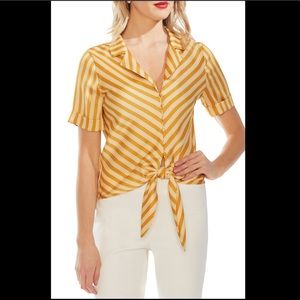 Vince Camuto Bay Strip Tie Front Blouse - Small